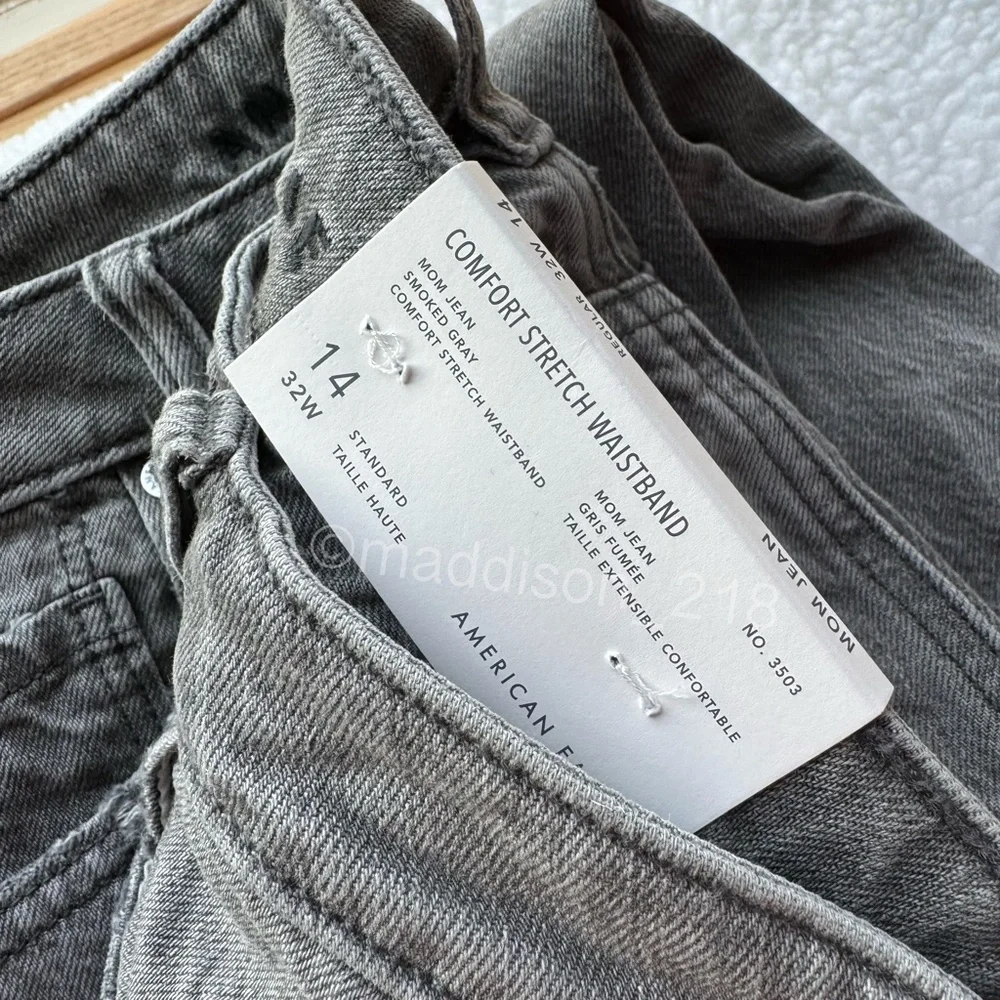 American Eagle AE Mom Jeans Smoked Grey Size 12 & 14 reg NWT - Picture 11 of 14